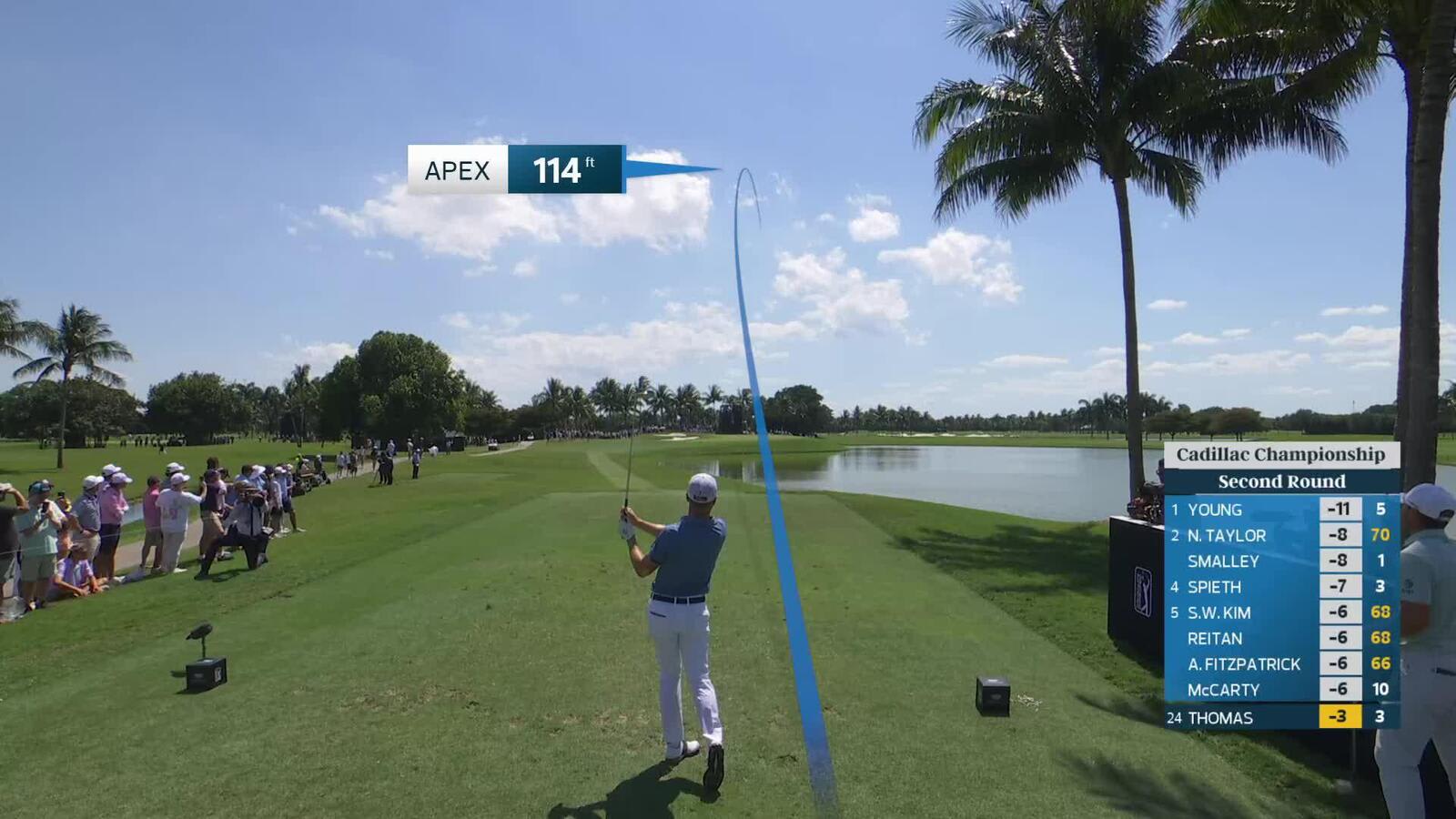 Justin Thomas hits tee shot to 7 feet, sets up birdie on No. 4 at Cadillac