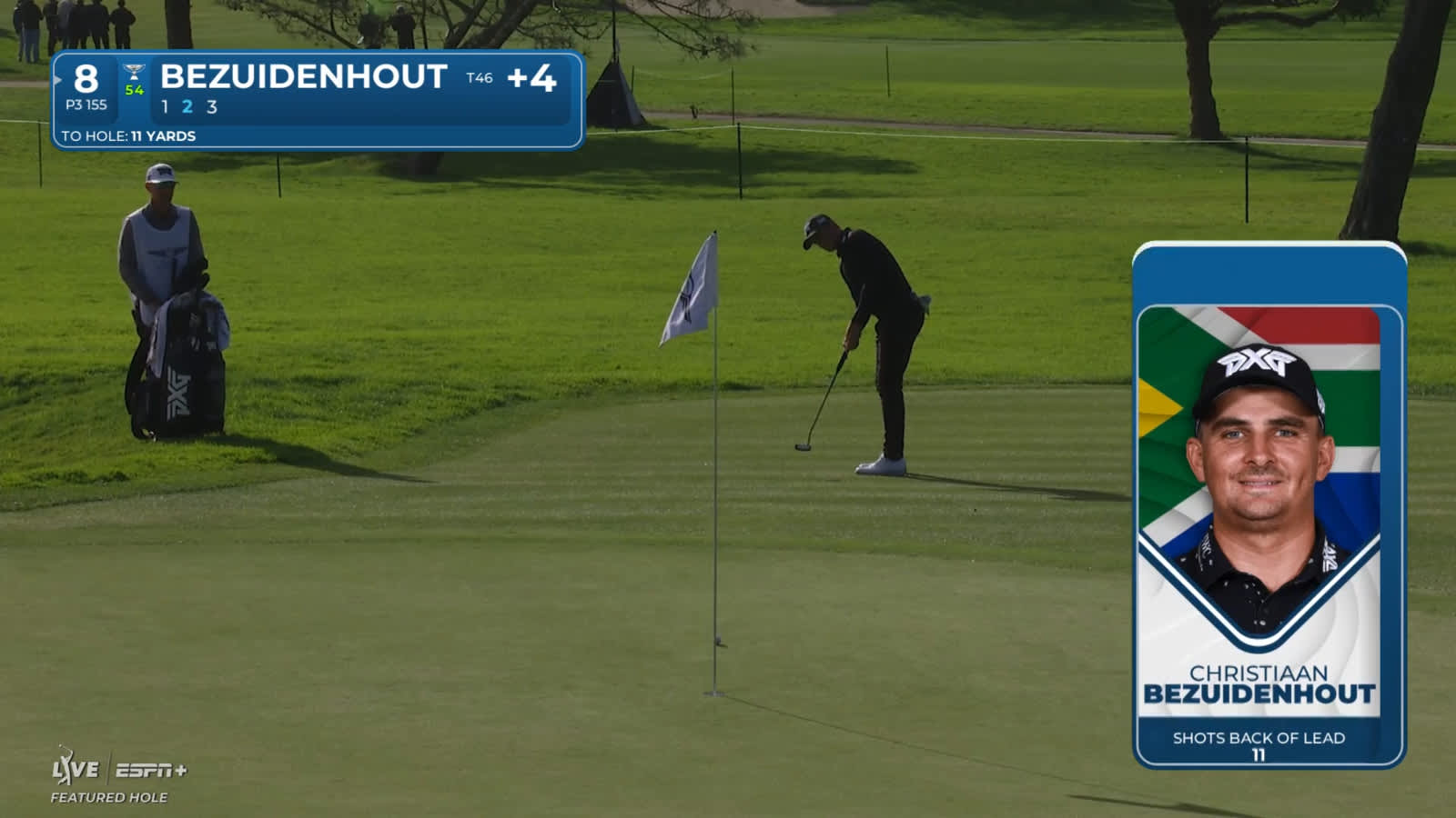 Christiaan Bezuidenhout holes birdie from off the green at The Genesis