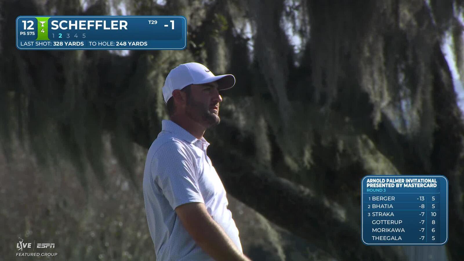 Scottie Scheffler chips in from 45 yards to 2 feet, makes birdie on No. 12 at Arnold Palmer