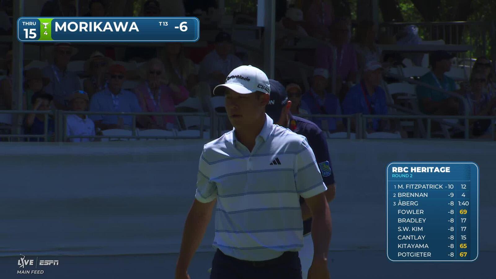 Collin Morikawa sinks 4-foot birdie putt on No. 15 at RBC Heritage