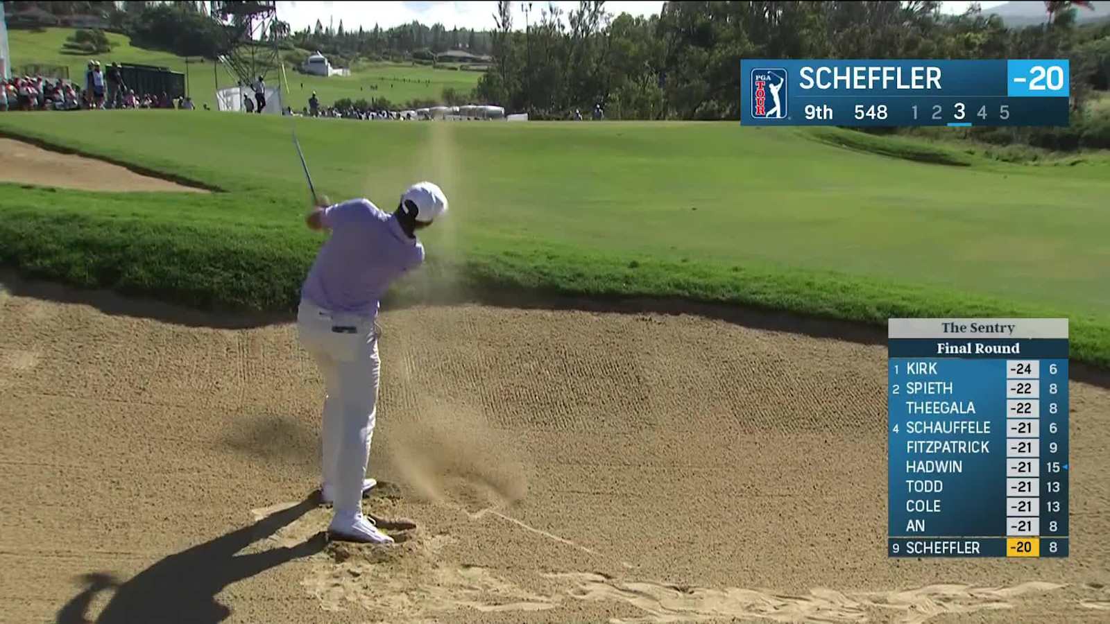 Scottie Scheffler spins it from fairway bunker and birdies at Sentry