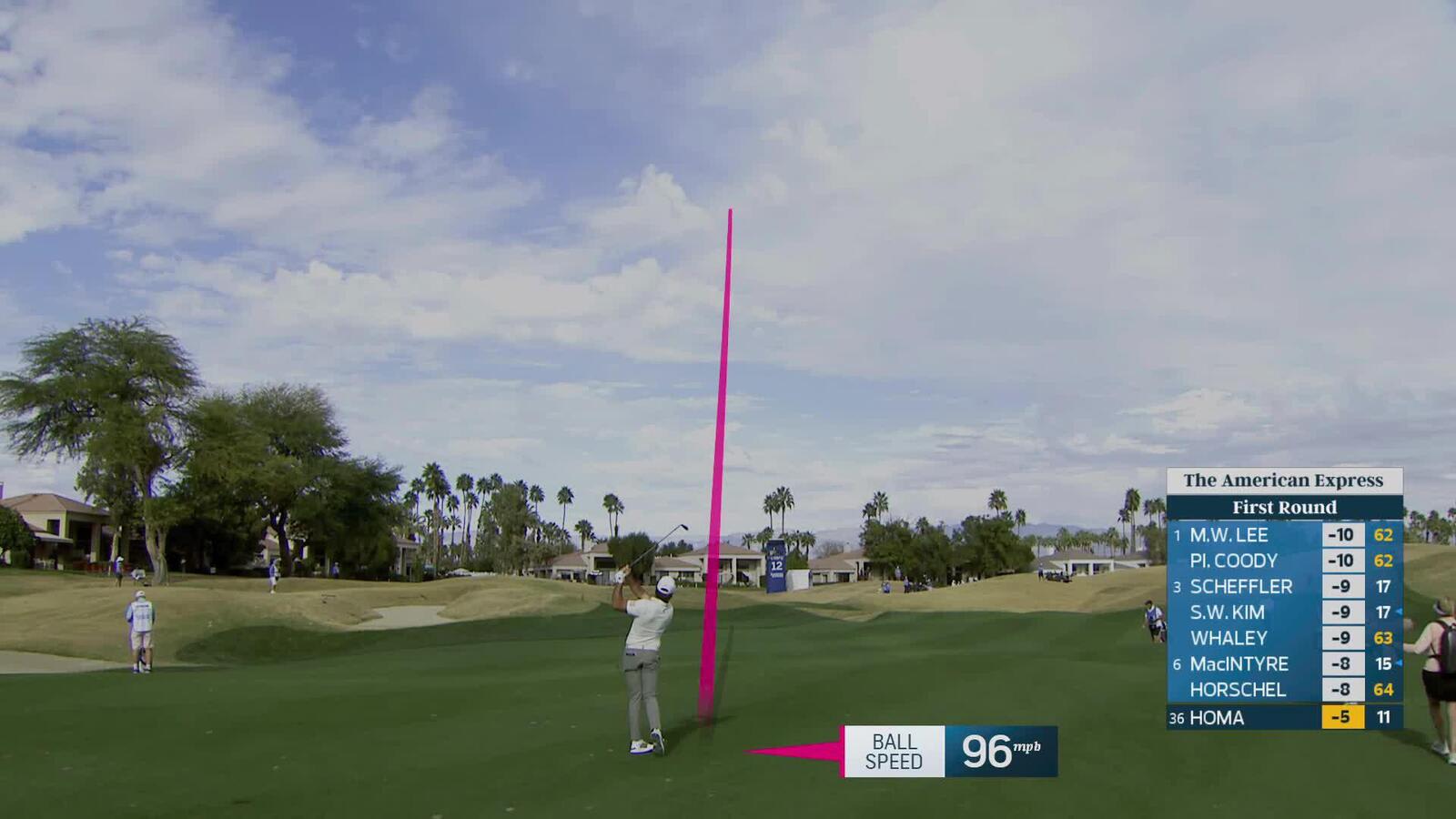 Max Homa hits 128-yard approach to 6 feet, sets up birdie on No. 12 at The American Express