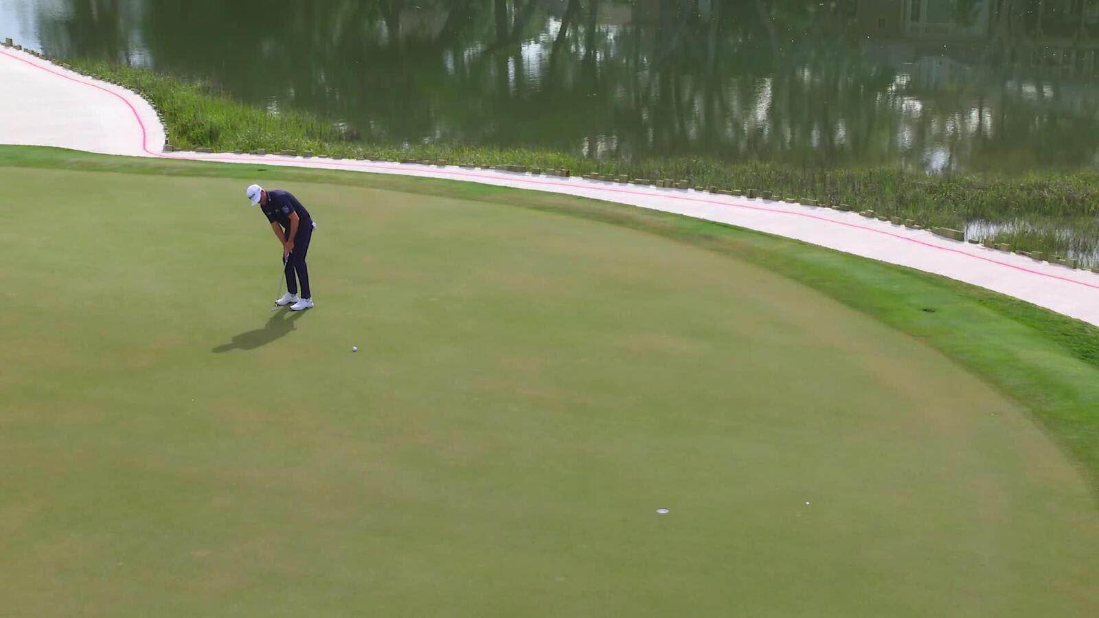 Taylor Pendrith sinks 27-foot birdie putt on No. 17 at RBC Heritage