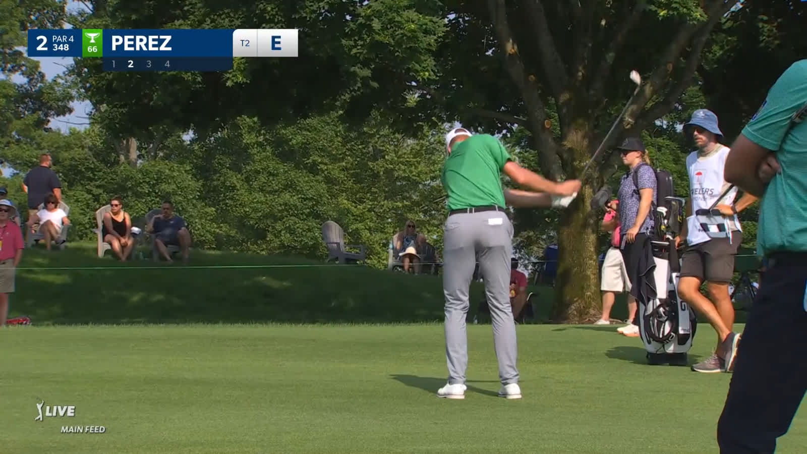 Victor Perez hits nice approach to 8 feet to set up birdie at Travelers