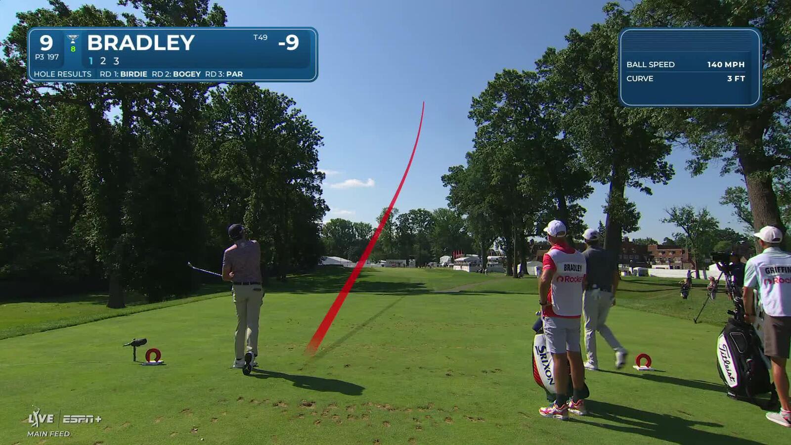 Keegan Bradley throws a dart off the tee to set up birdie at Rocket Classic