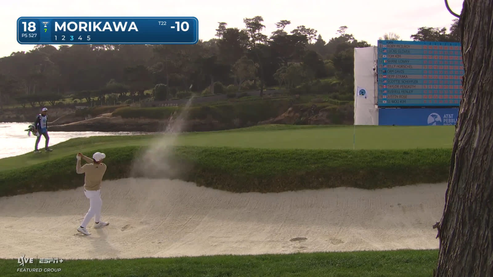 Collin Morikawa's bunker play leads to birdie at AT&T Pebble Beach