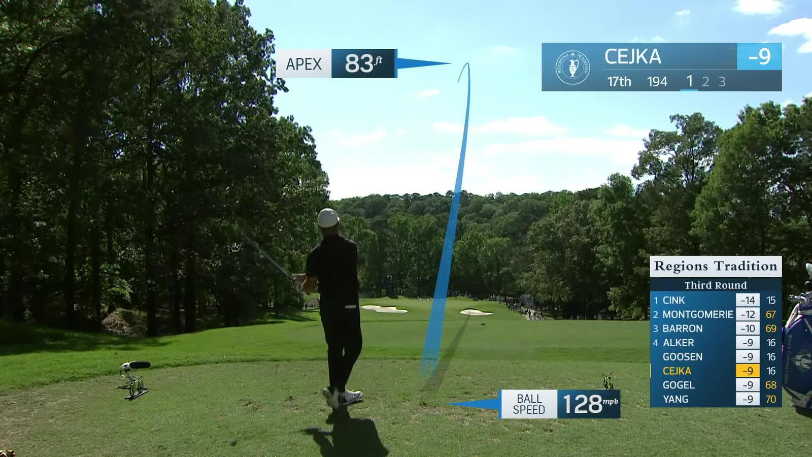 Alex Cejka makes birdie on No. 17 at Regions Tradition