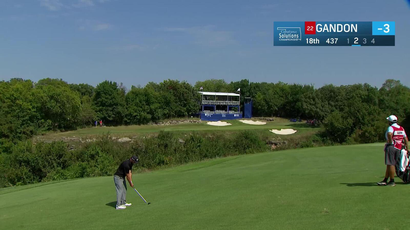 Jeremy Gandon makes birdie on No. 18 at Compliance Solutions