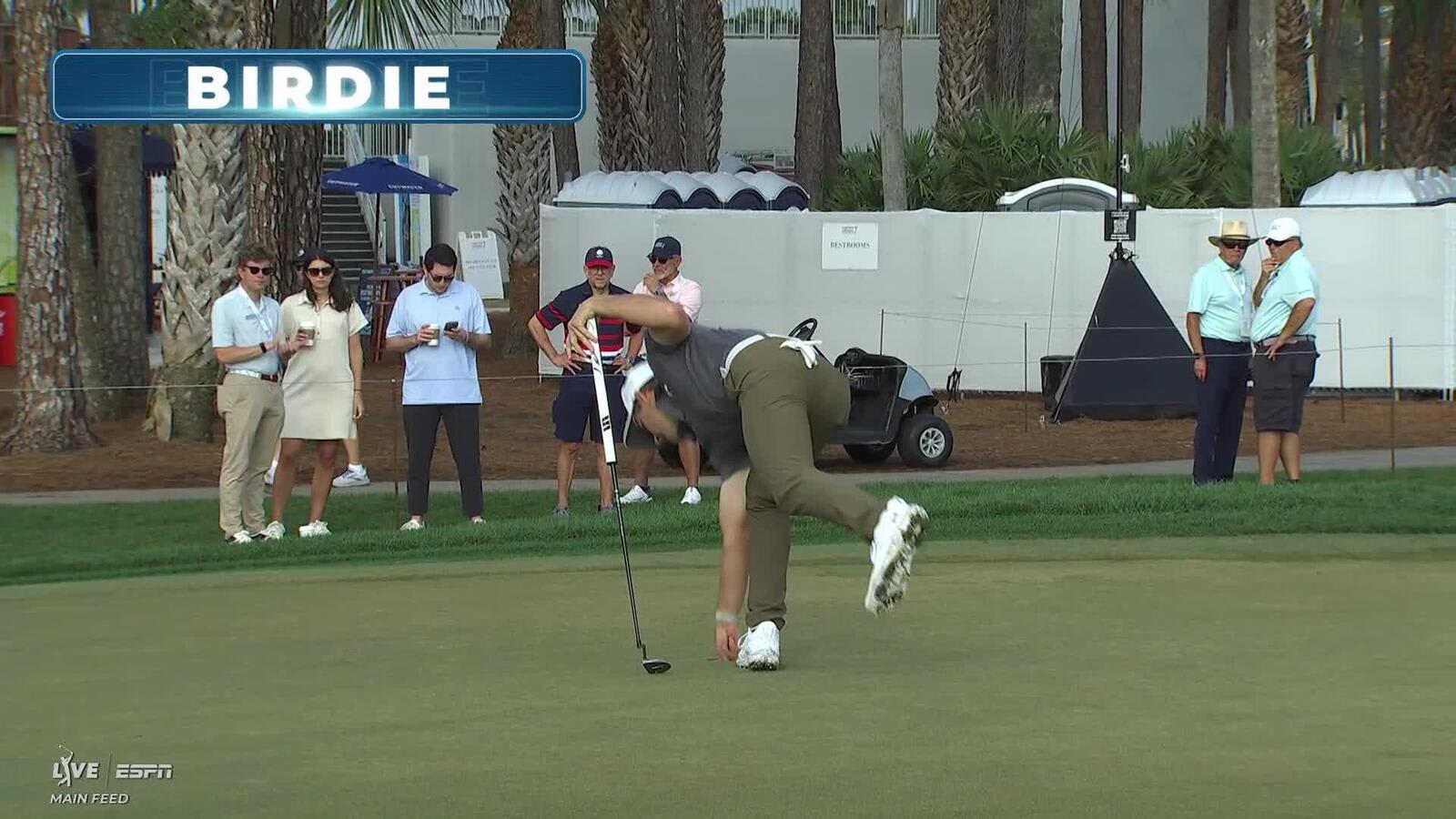 Rasmus Neergaard-Petersen chips in from 60 feet for birdie on No. 3 at Cognizant Classic