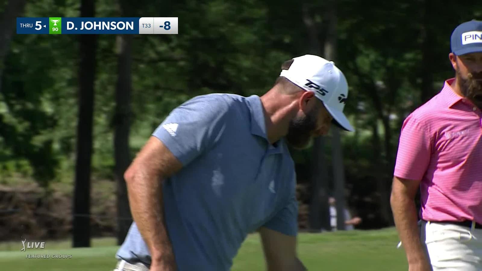 Dustin Johnson chips tight and birdie at AT&T Byron Nelson