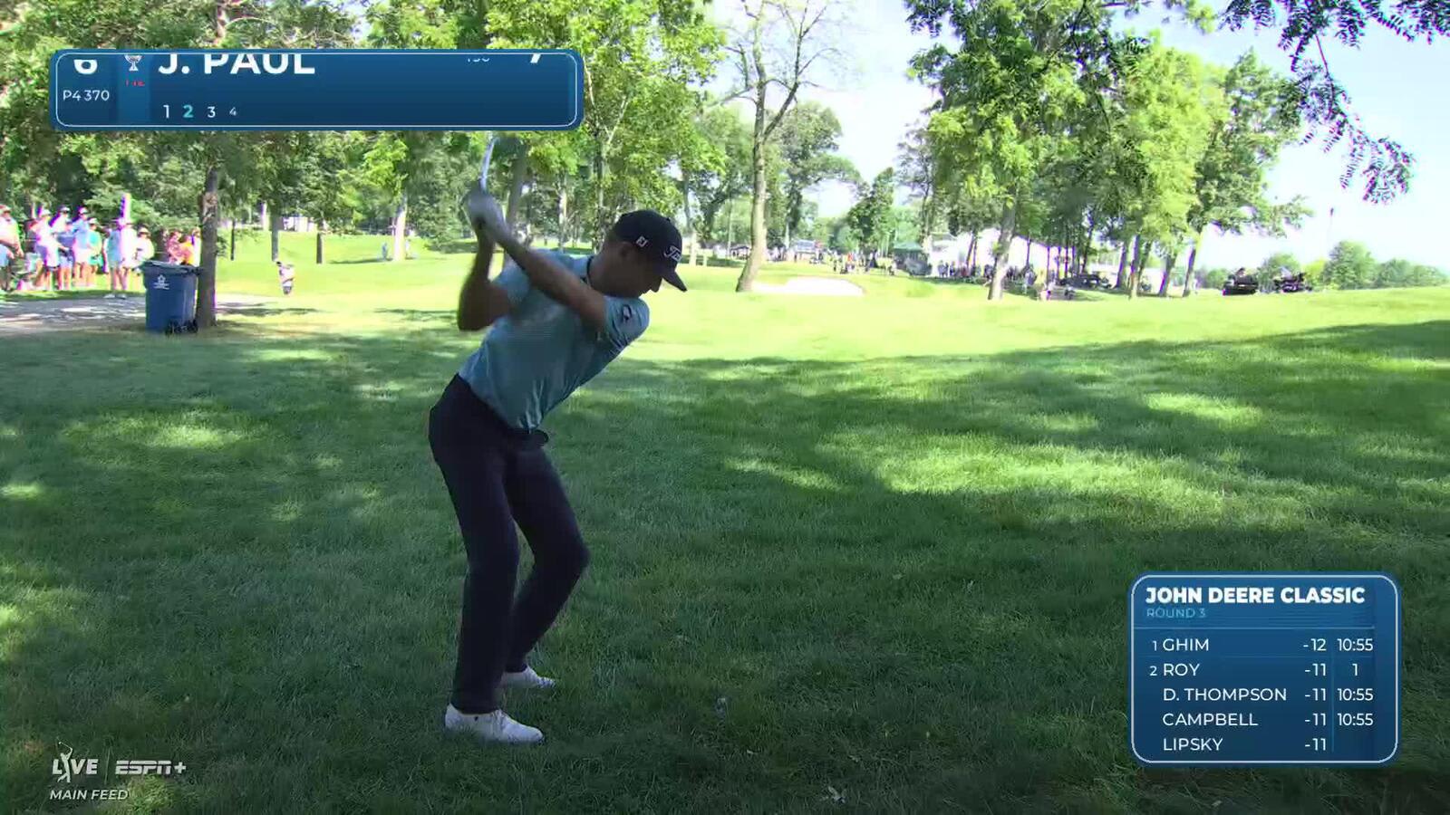 Jeremy Paul sinks a 21-foot birdie putt on No. 6 at John Deere