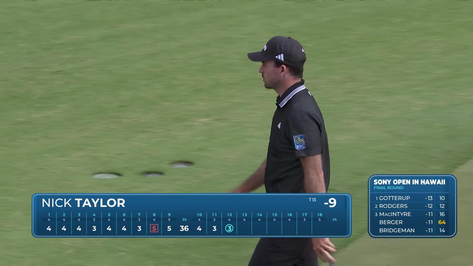 Nick Taylor sinks 6-foot birdie putt on No. 12 at Sony Open
