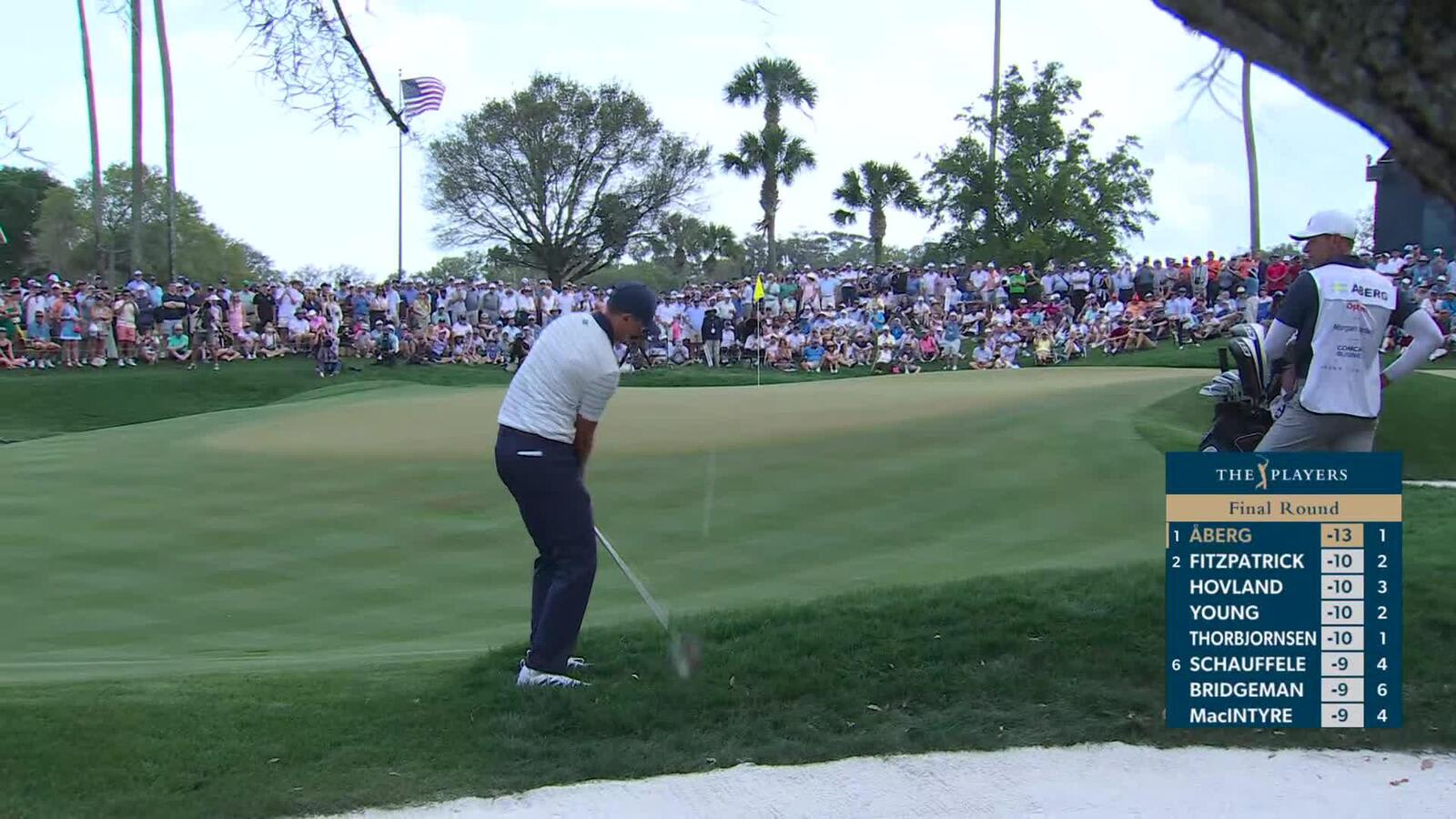 Ludvig Åberg chips in from 48 yards for birdie on No. 2 at THE PLAYERS