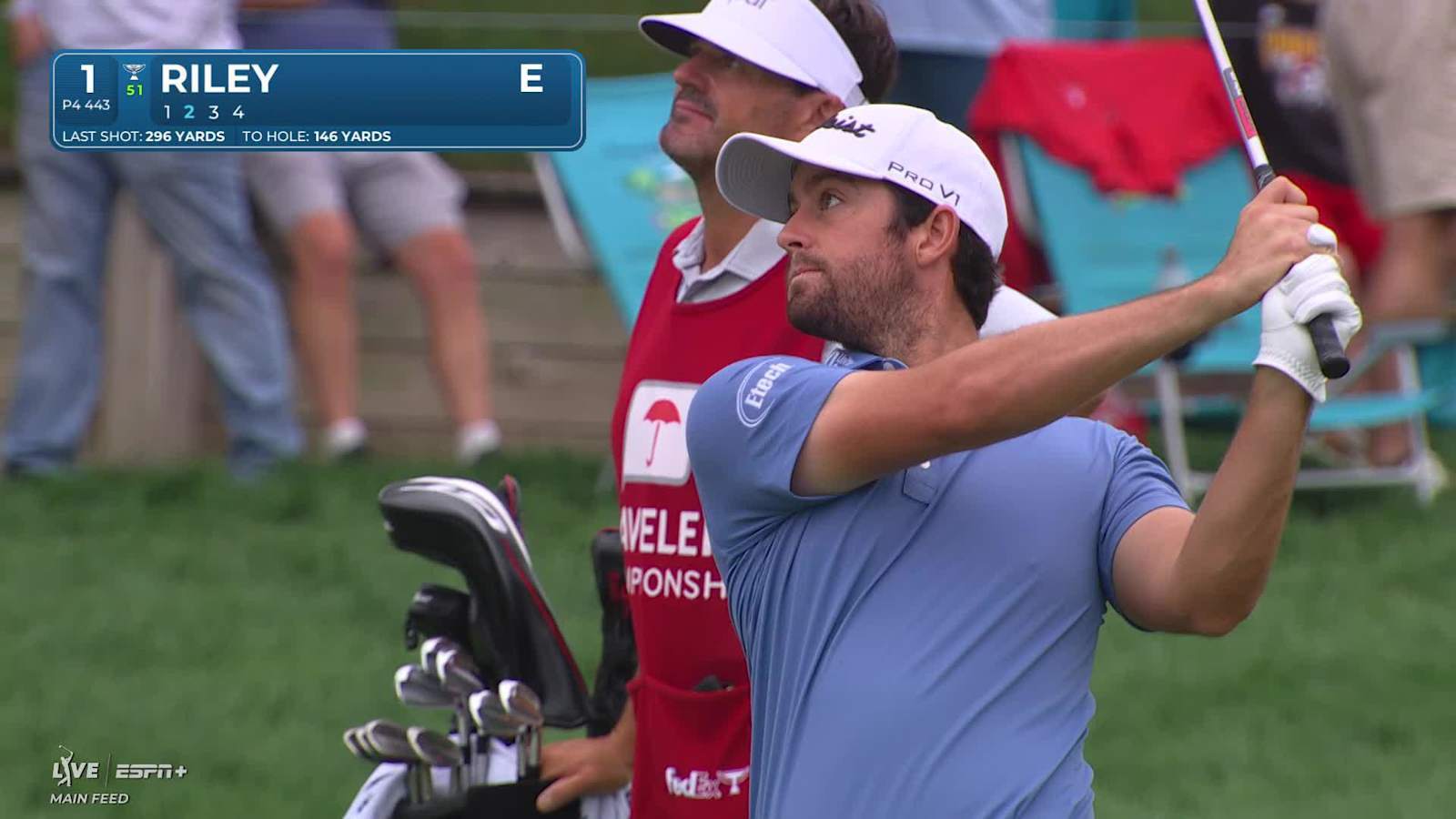 Davis Riley makes birdie on No. 1 at Travelers