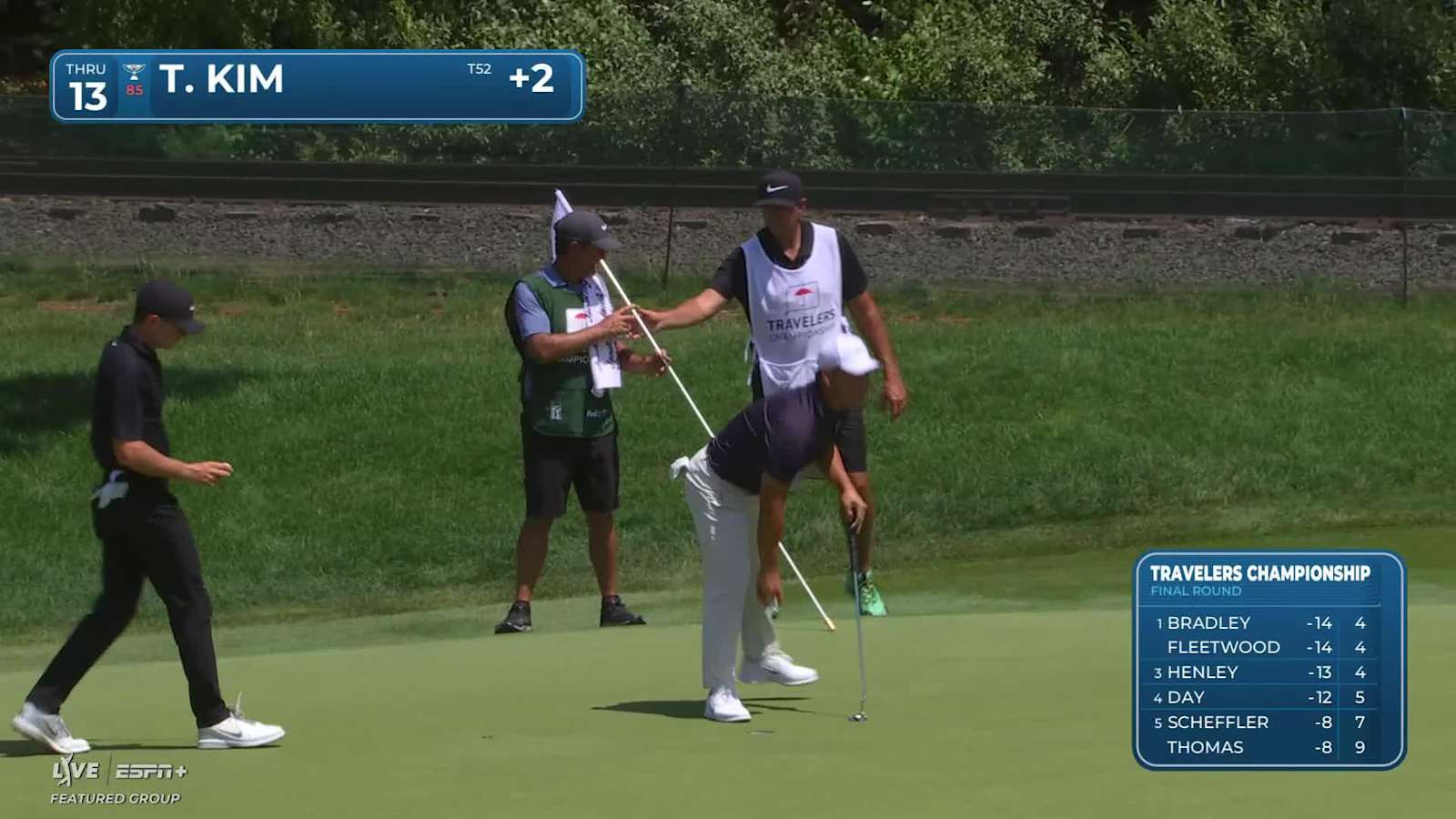 Tom Kim makes birdie on No. 13 at Travelers