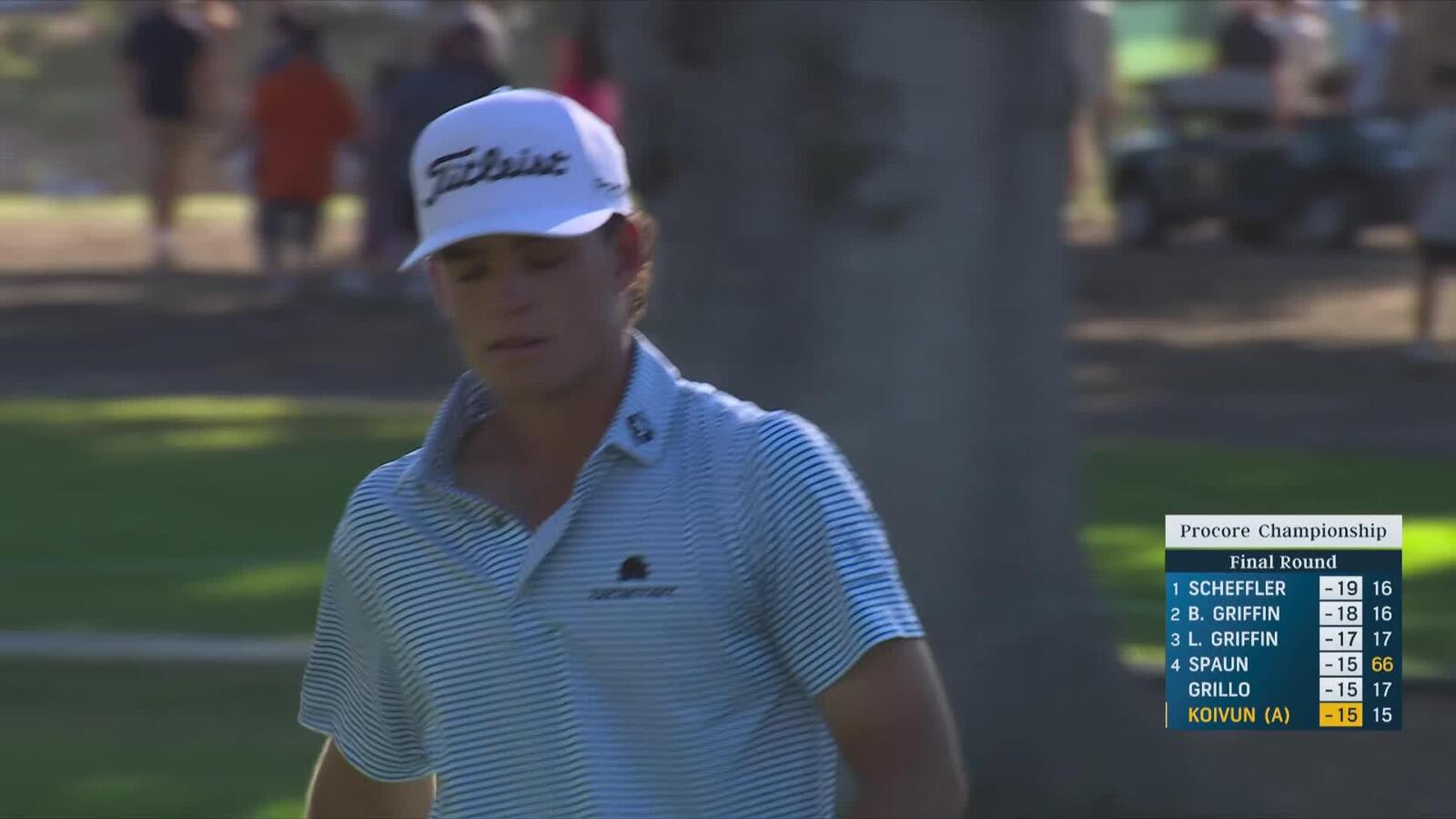 Jackson Koivun sinks 31-foot birdie putt on No. 16 at Procore