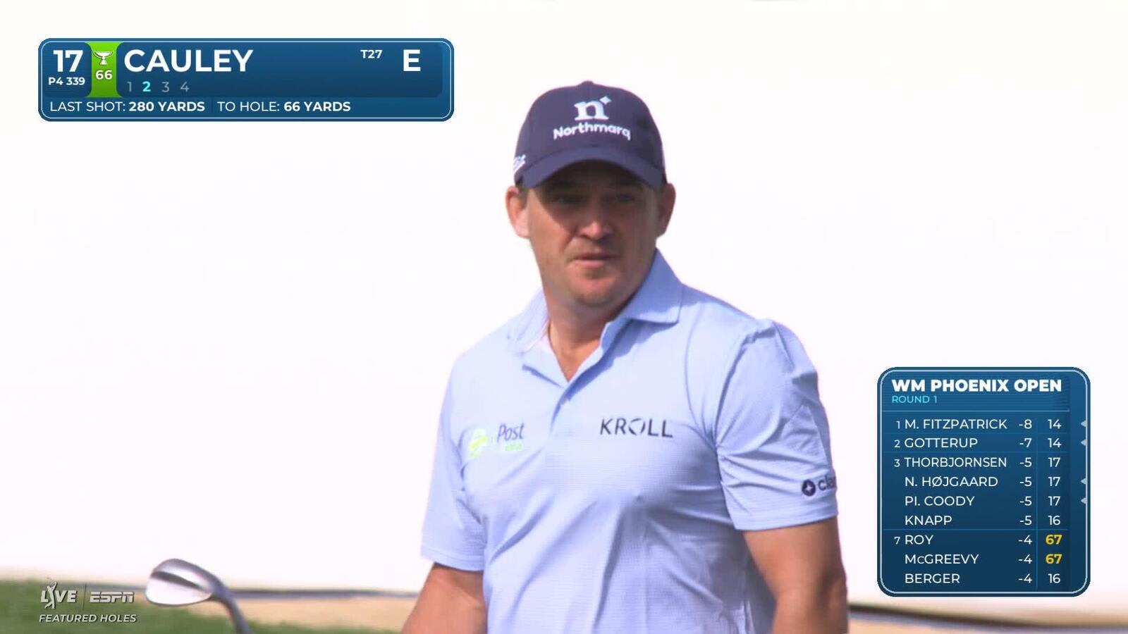 Bud Cauley hits 65-yard approach to 3 feet, sets up birdie on No. 17 at WM Phoenix Open