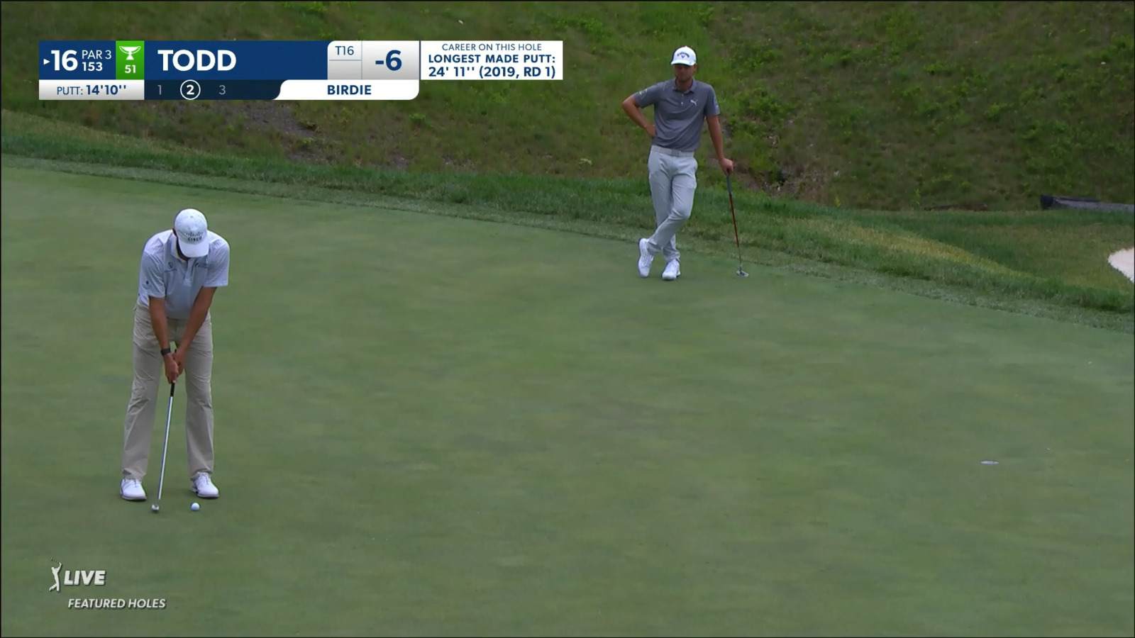 Brendon Todd drains 15-foot putt for birdie at John Deere