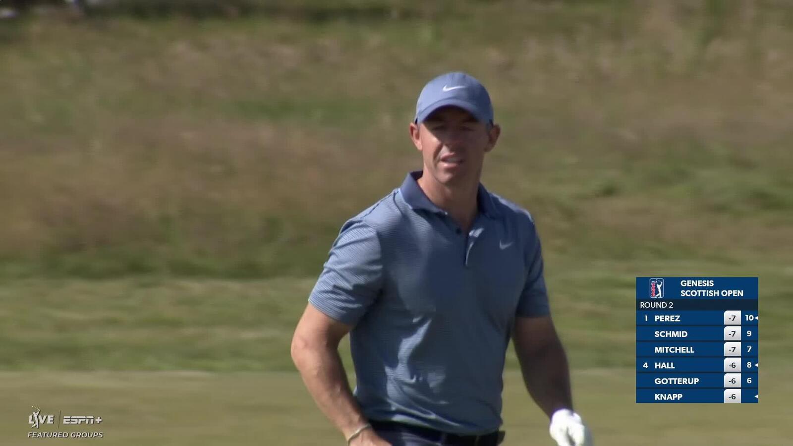 Rory McIlroy plants approach close for birdie at Genesis Scottish Open