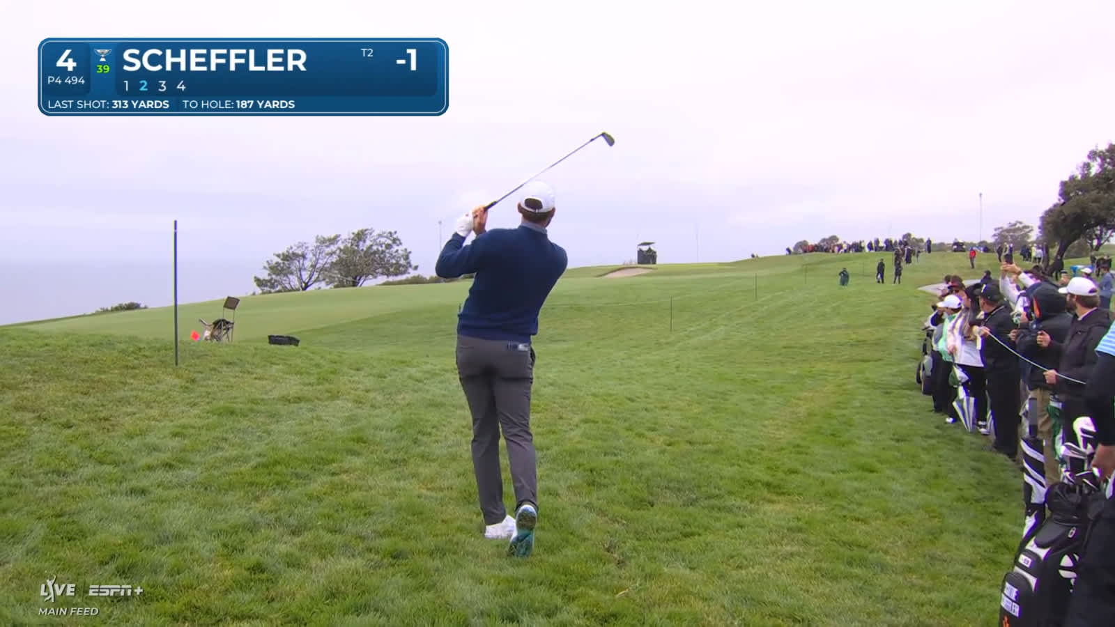 Scottie Scheffler's approach from the rough leads to birdie at Genesis