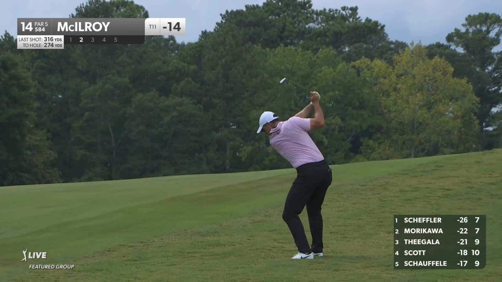 Rory McIlroy converts birdie on No. 14 at TOUR Championship