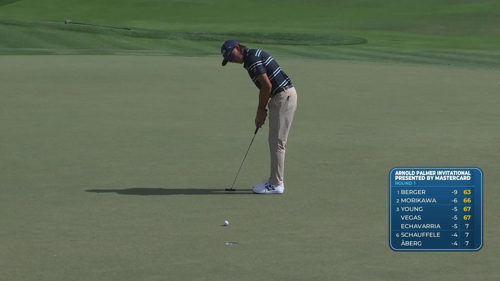 Rickie Fowler drains 9-foot birdie putt on No. 4 at Arnold Palmer