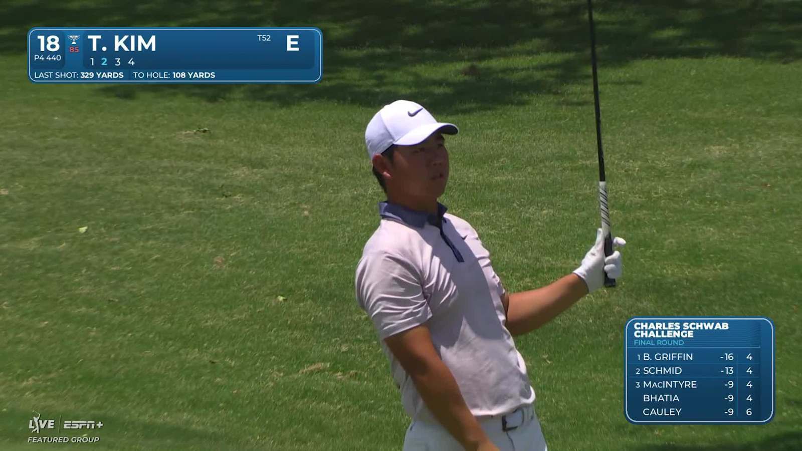 Tom Kim makes birdie on No. 18 at Charles Schwab