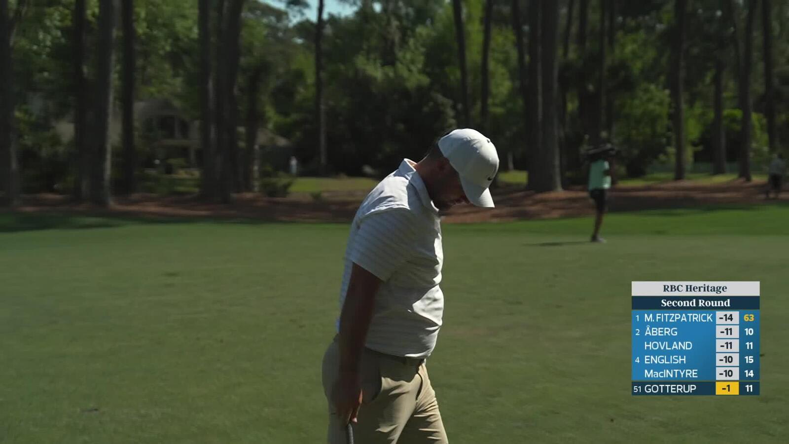 Chris Gotterup gets up-and-down from 105 yards for birdie on No. 12 at RBC Heritage