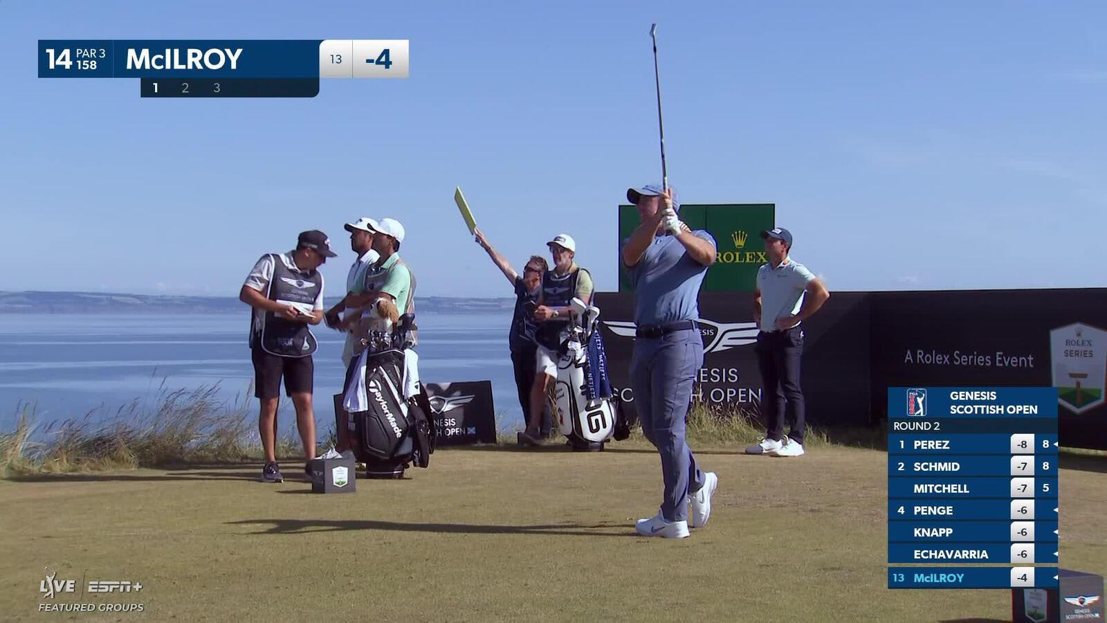 Rory McIlroy makes birdie on No. 14 at Genesis Scottish Open