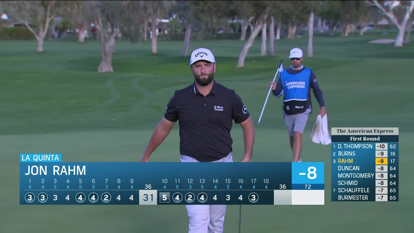 Jon Rahm's approach settles within 5 feet at The American Express