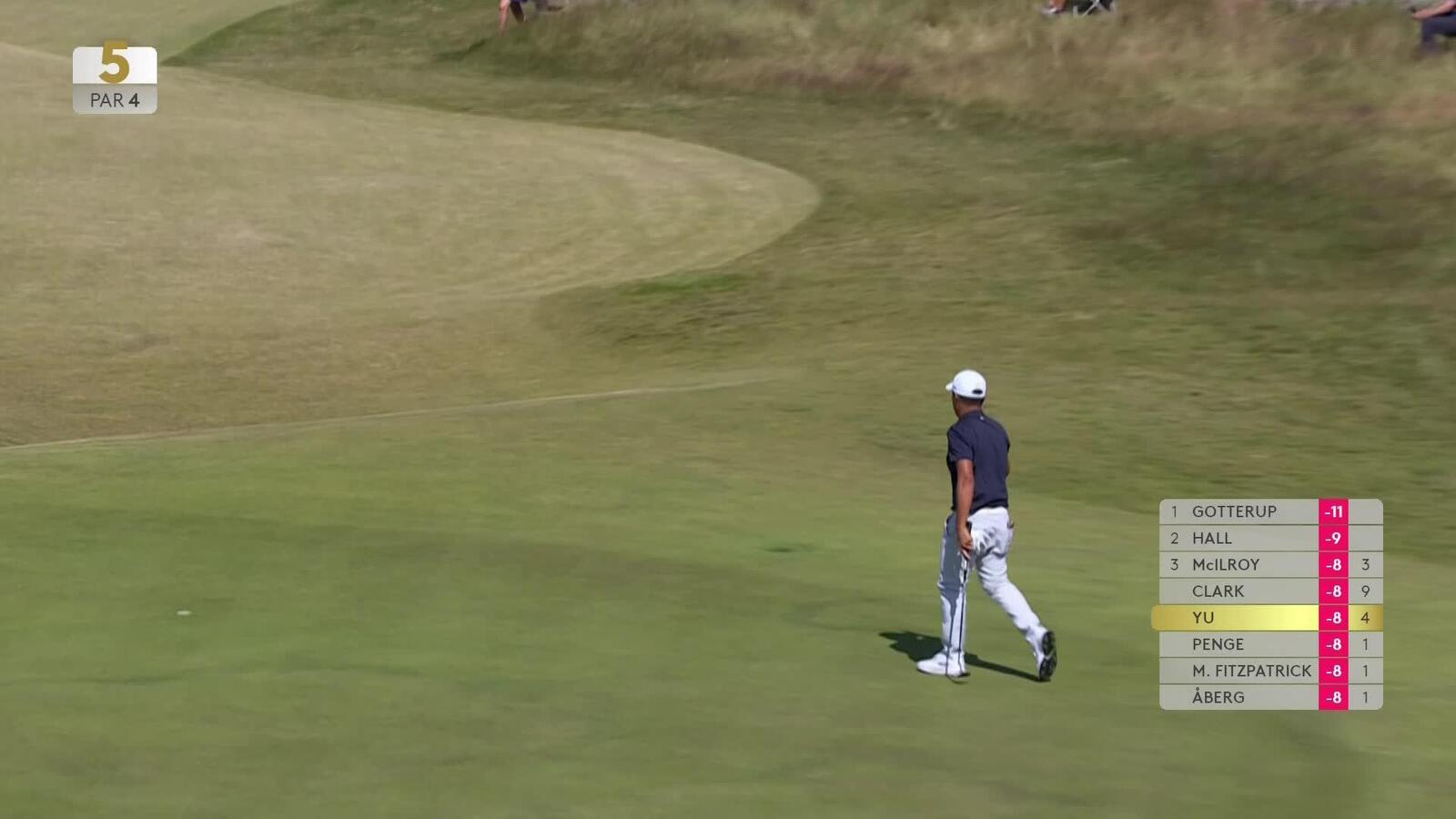 Kevin Yu sinks a 21-foot birdie putt on No. 5 at Genesis Scottish Open