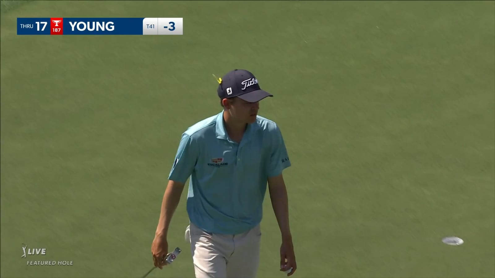 Carson Young holes a 36-foot birdie putt at Honda