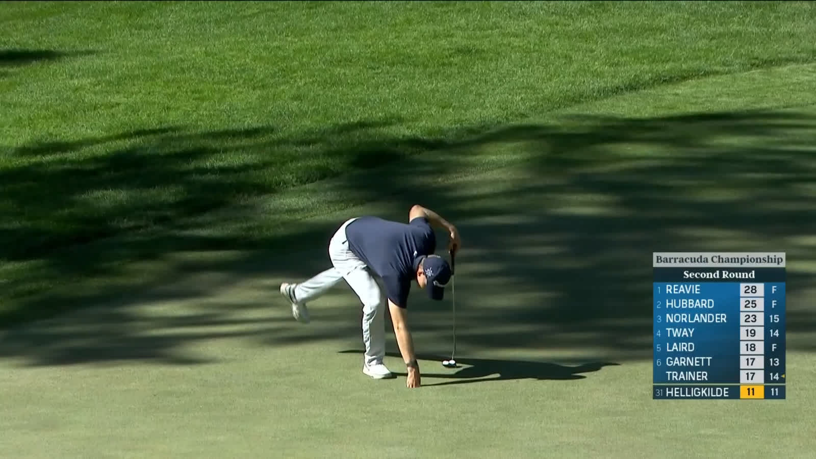 Marcus Helligkilde makes short birdie putt on No. 12 at Barracuda
