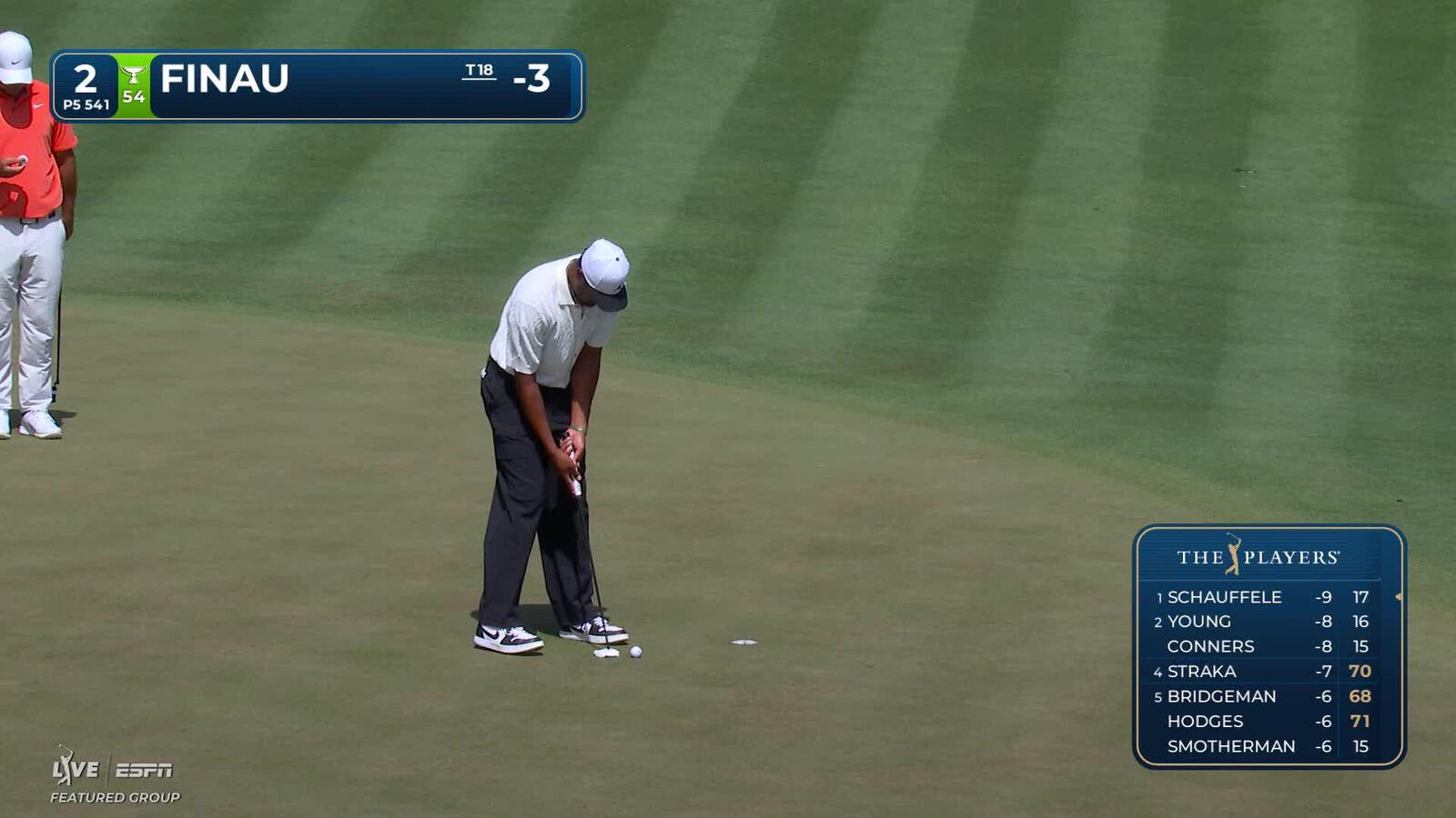 Tony Finau taps in from 2 feet for birdie on No. 2 at THE PLAYERS