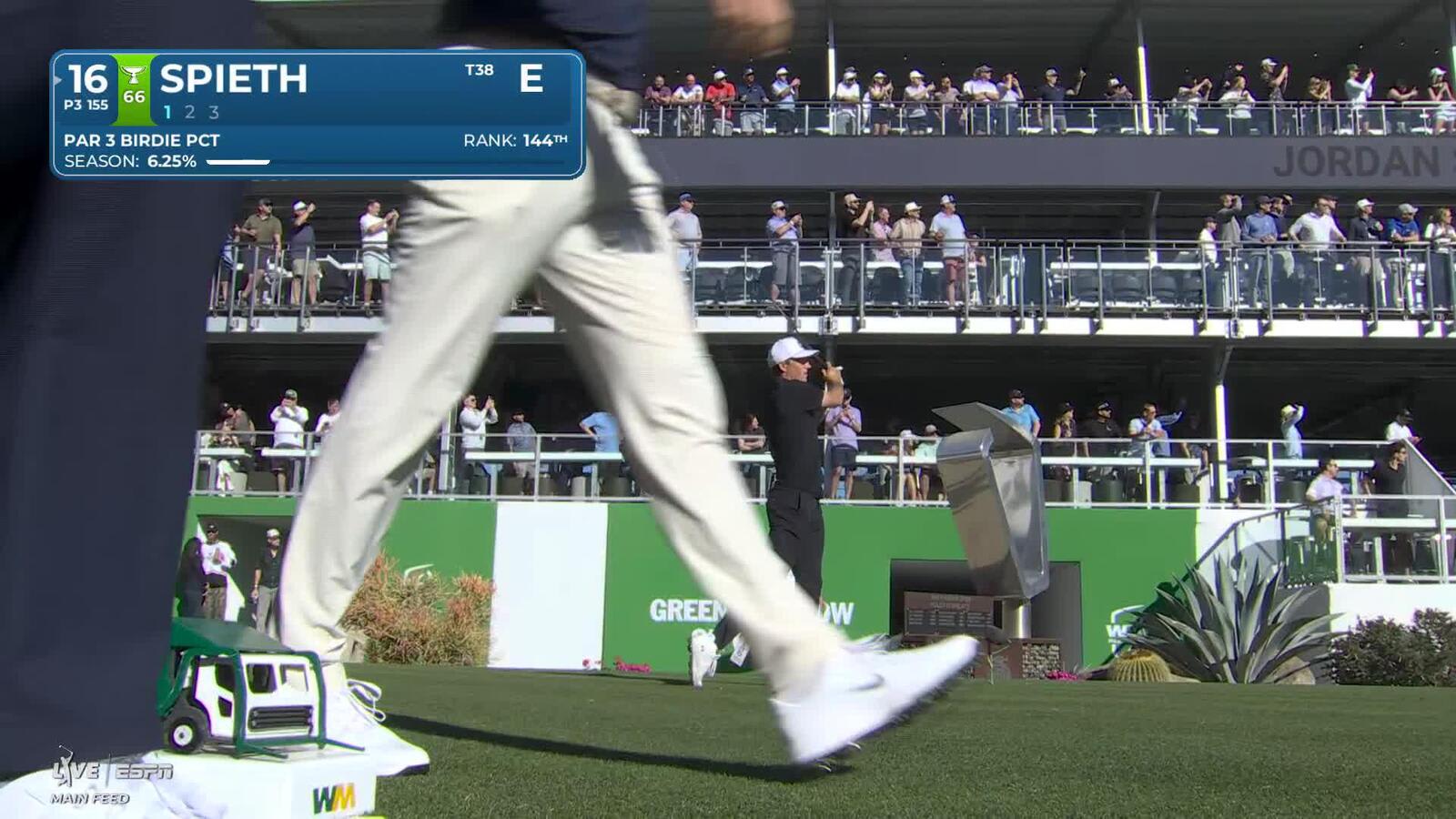 Jordan Spieth holes out 17-foot fairway shot for birdie on No. 16 at WM Phoenix Open