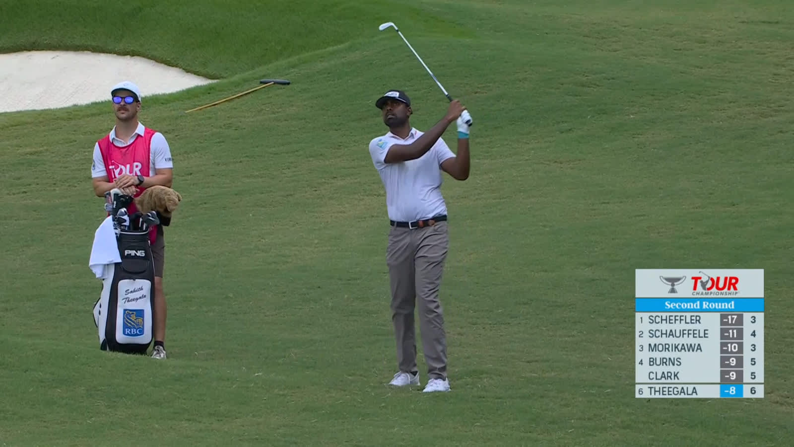 Sahith Theegala runs it in close to set up birdie at TOUR Championship