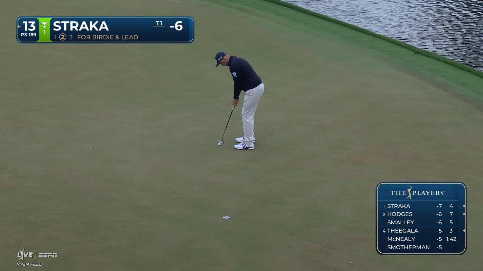 Sepp Straka sinks 12-foot birdie putt on No. 13 at THE PLAYERS