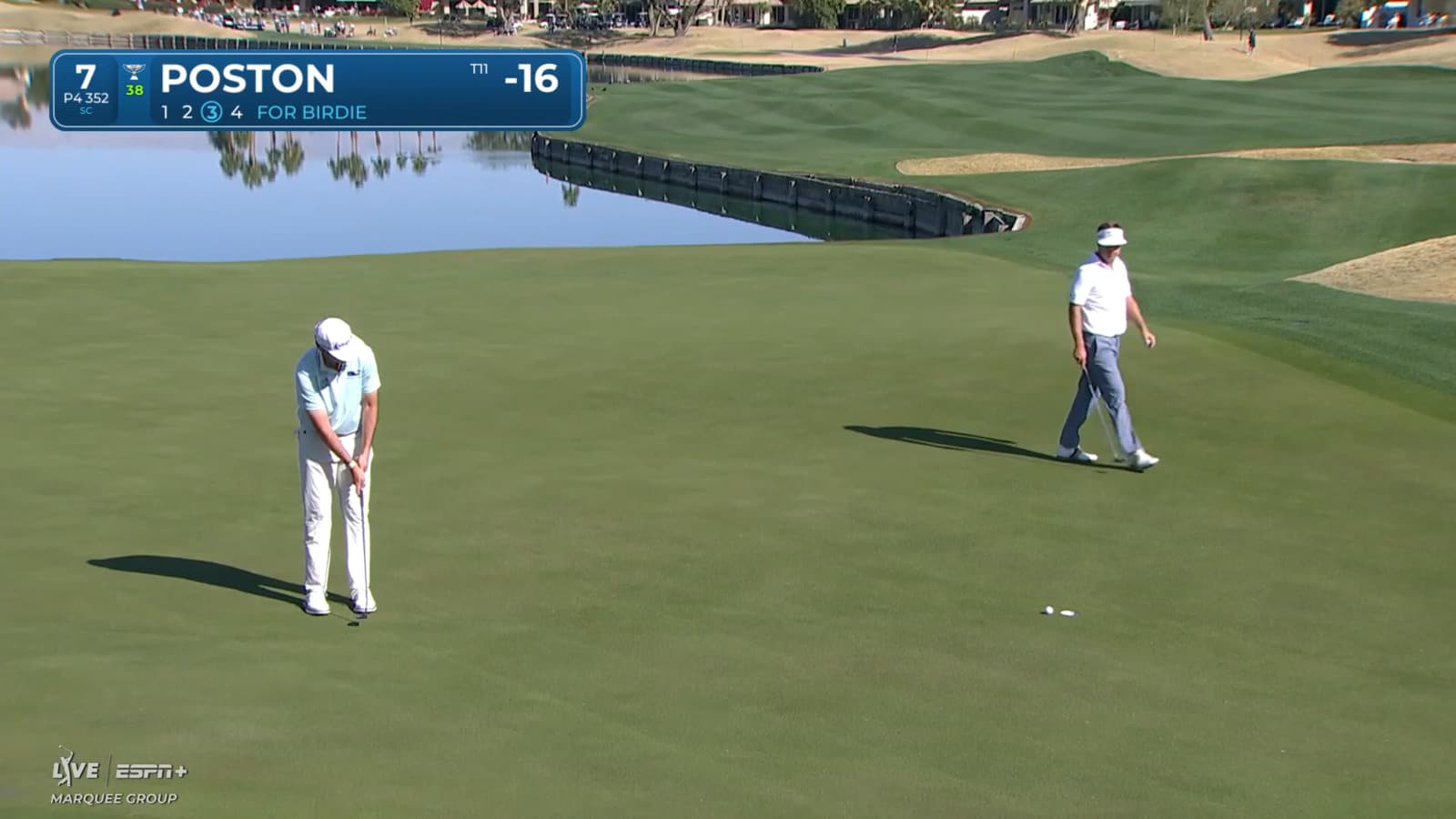 J.T. Poston brushes in birdie putt at The American Express