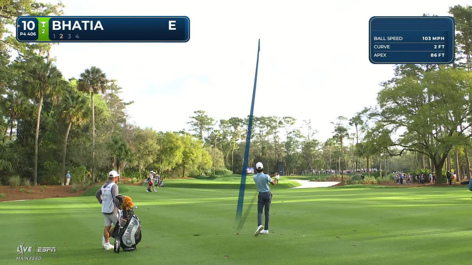 Akshay Bhatia hits 144-yard approach to 13 feet, sets up birdie on No. 10 at THE PLAYERS