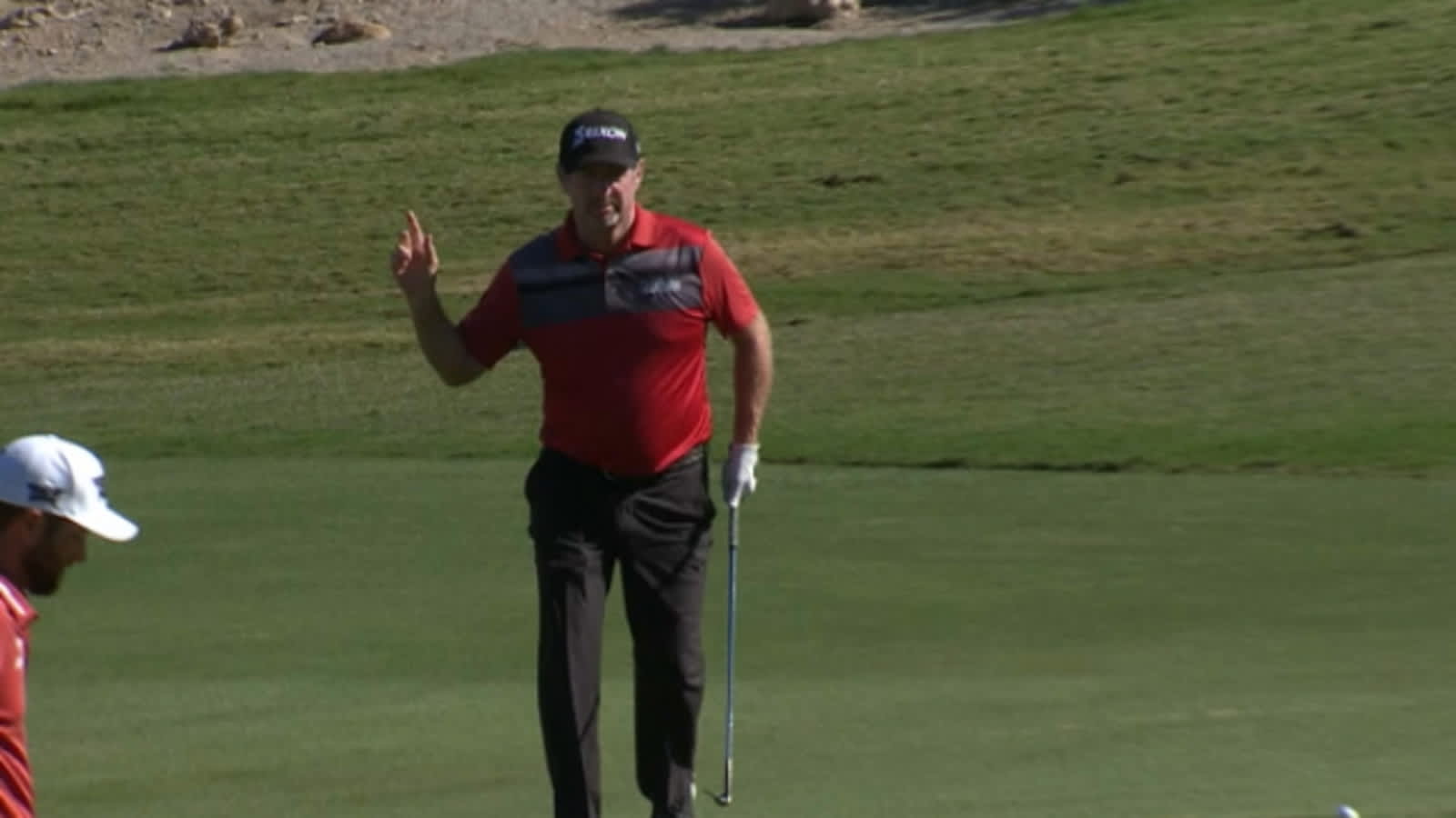 Rod Pampling's chip from off the green drops for birdie at Shriners