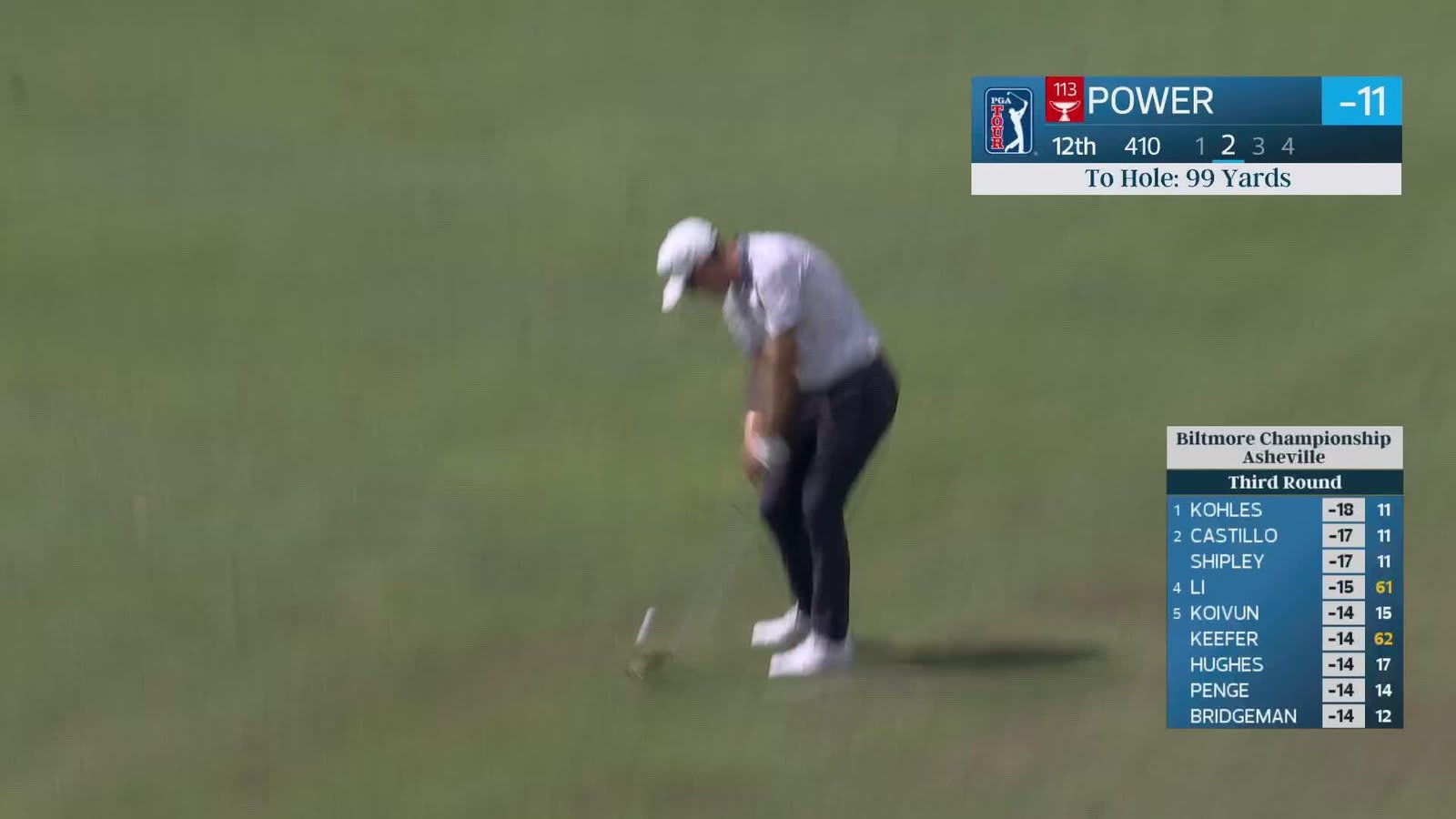Seamus Power gets up-and-down from 98 yards for birdie on No. 12 at Biltmore Championship