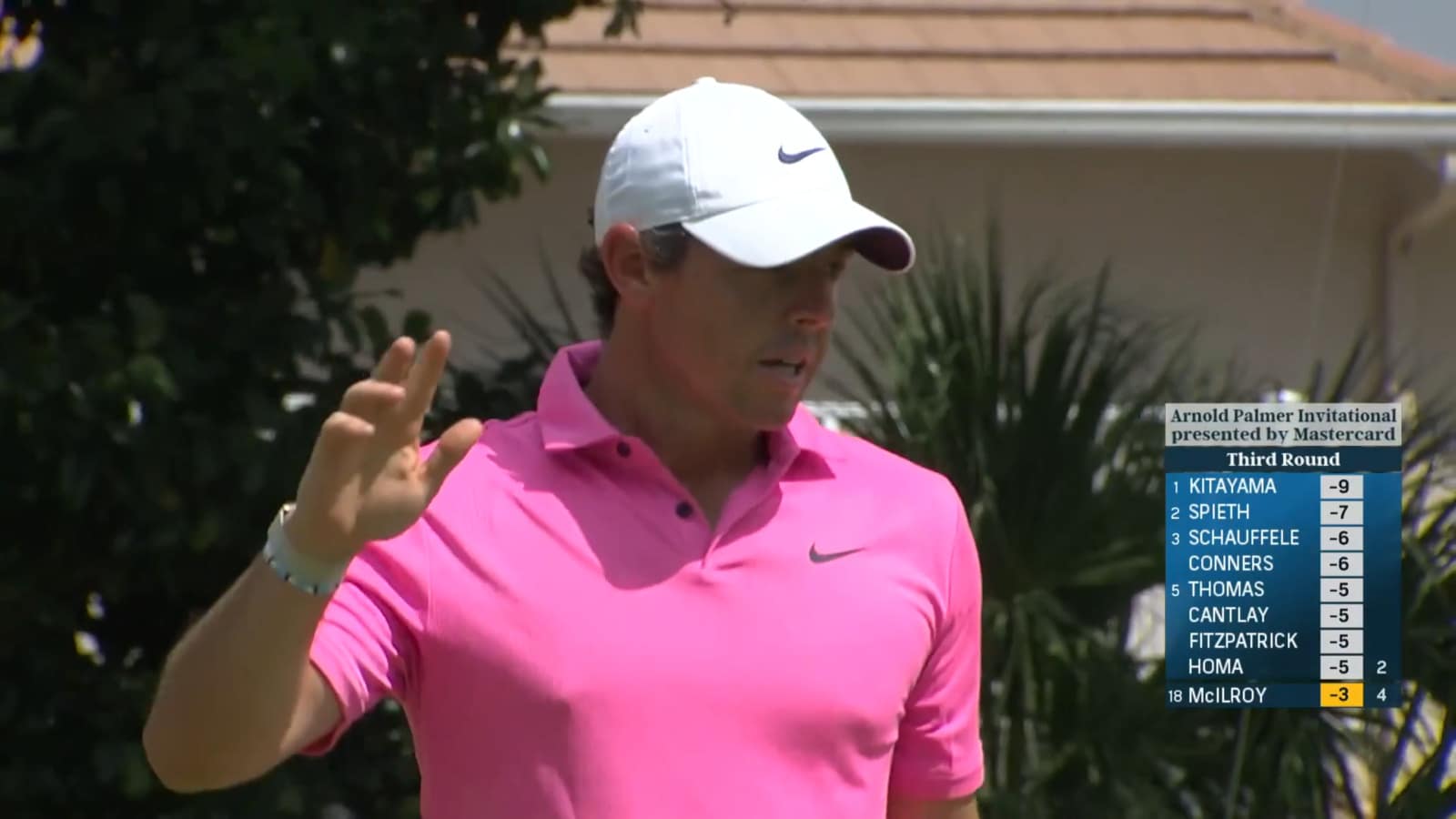 Rory McIlroy gets up and down for birdie at Arnold Palmer