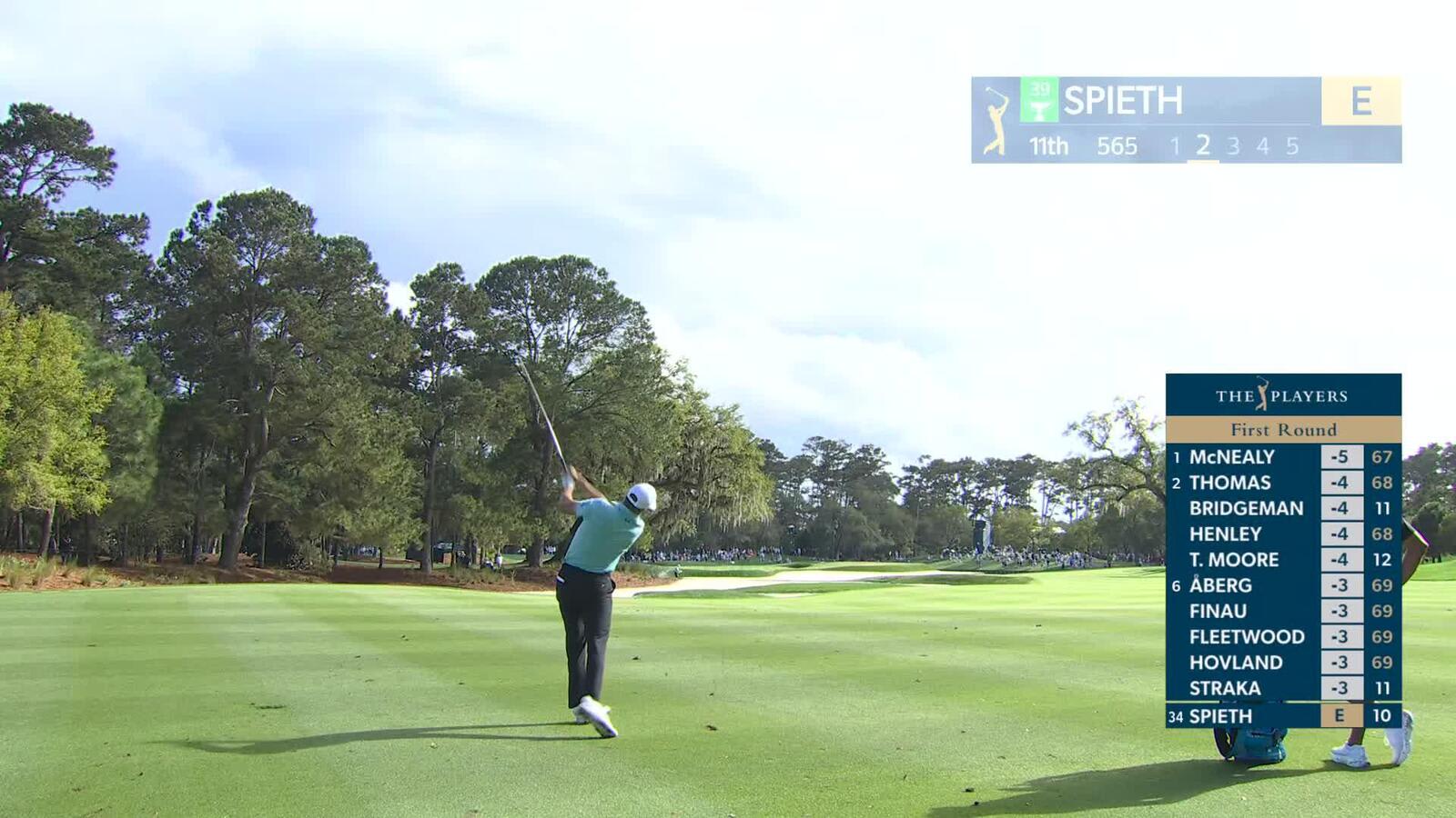 Jordan Spieth taps in from 1 foot for birdie on No. 11 at THE PLAYERS