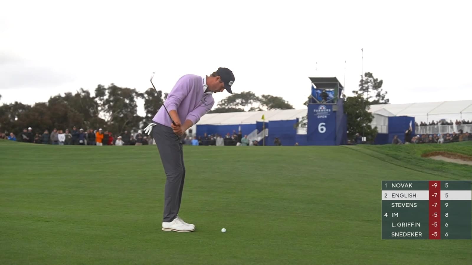 Harris English gets up-and-down for birdie from just off the green at Farmers