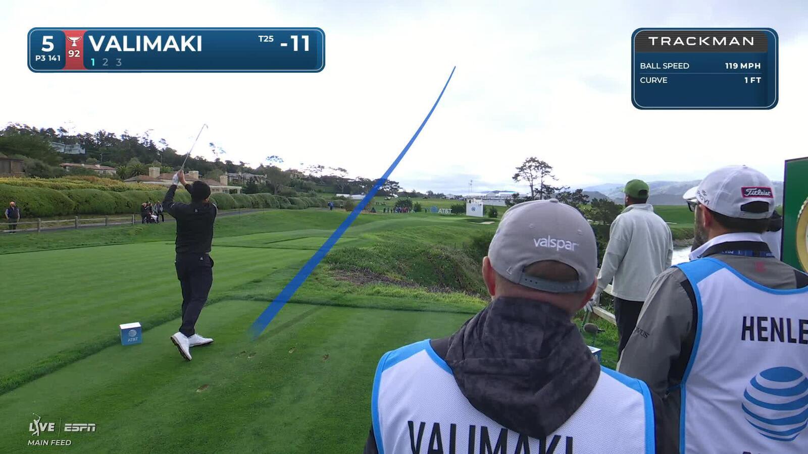Sami Valimaki hits 139-yard tee shot to 9 feet, sets up birdie on No. 5 at AT&T Pebble Beach