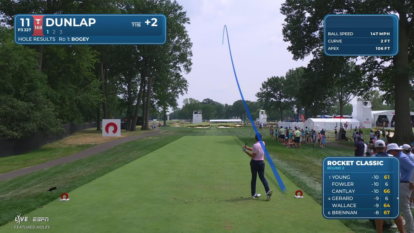 Nick Dunlap holes 61-foot approach for birdie on No. 11 at Rocket Classic