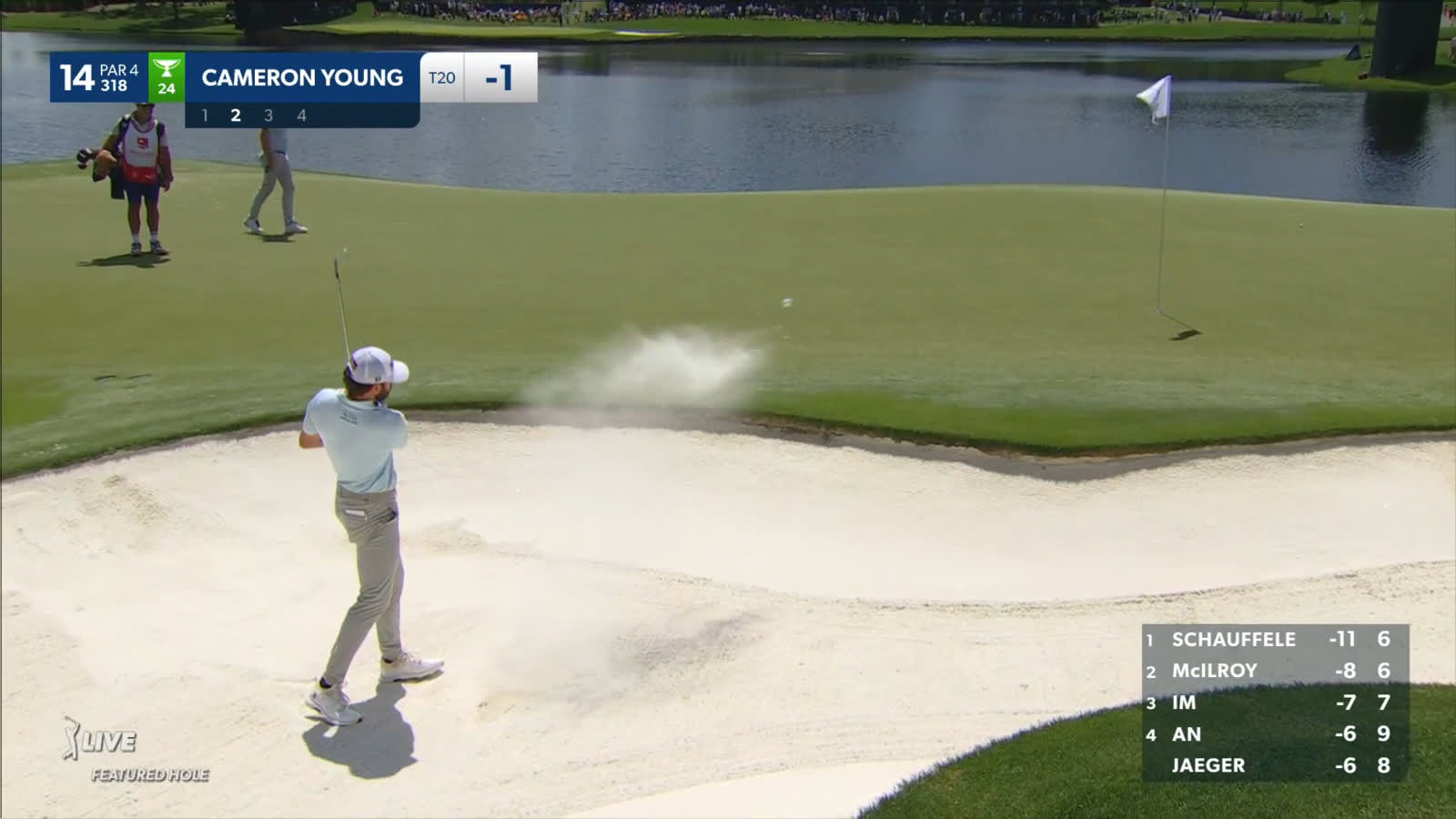 Cameron Young's touch from the bunker leads to birdie at Wells Fargo