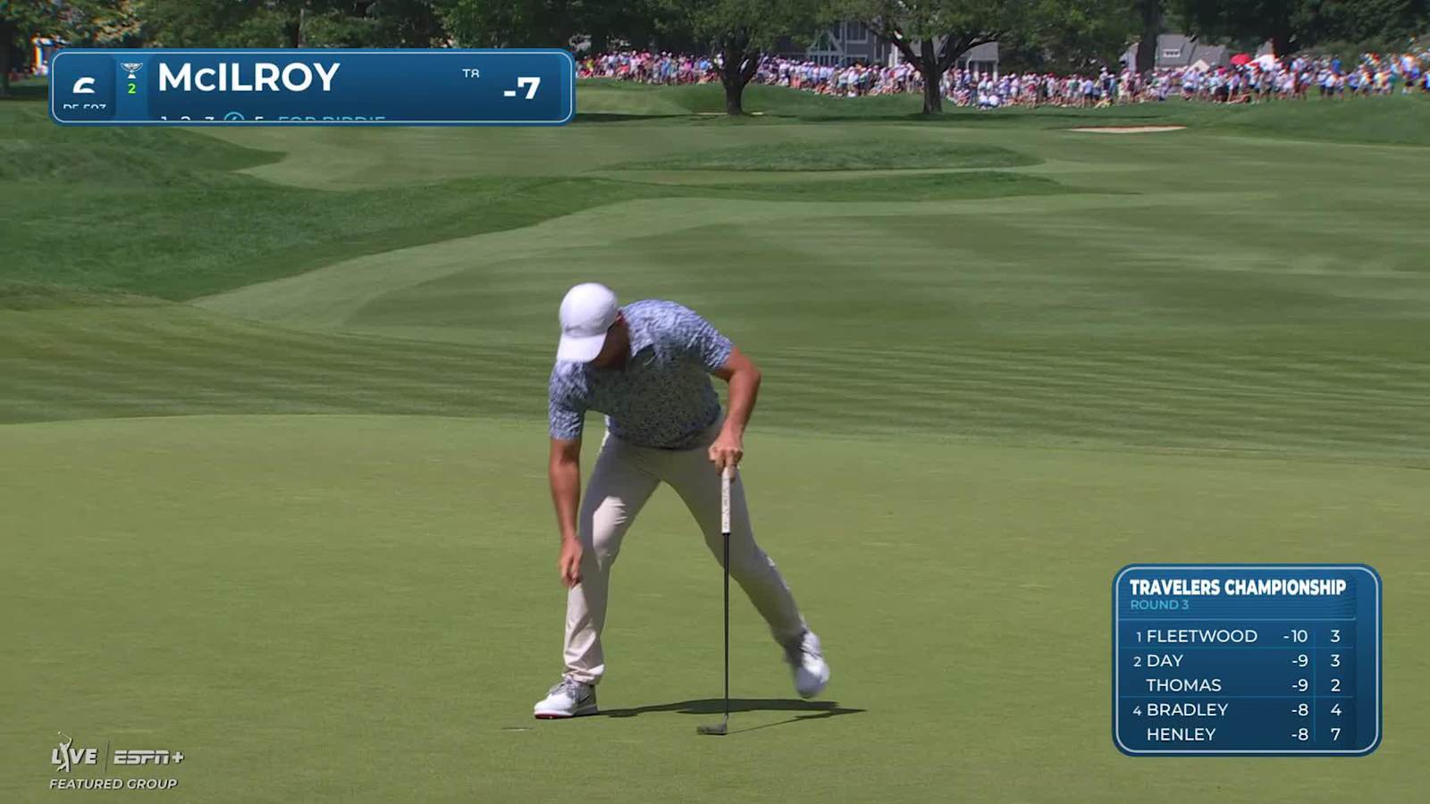Rory McIlroy hits long iron to set up par-5 birdie at Travelers