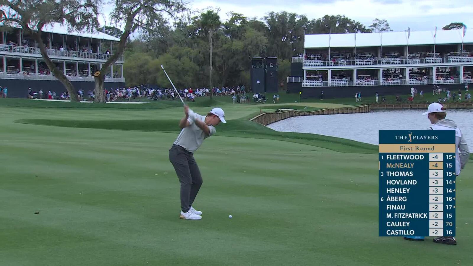 Maverick McNealy taps in from 3 feet for birdie on No. 16 at THE PLAYERS