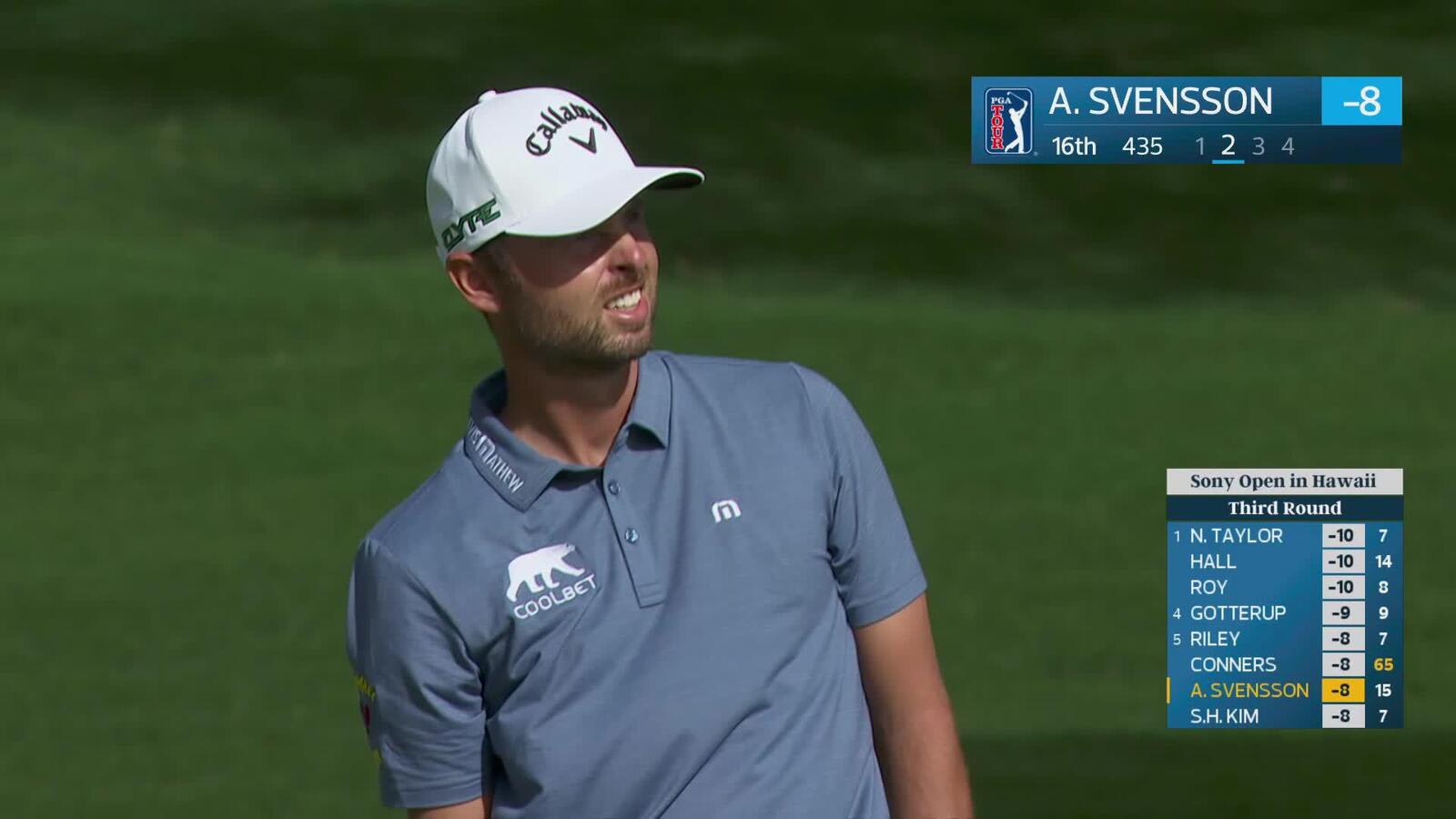 Adam Svensson hits 144-yard approach to 11 feet, sets up birdie on No. 16 at Sony Open